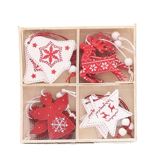 Creative wooden Christmas tree ornament set featuring deer and angel holiday designs