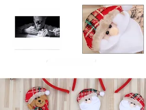 Dettagli di cerchietti di Babbo Natale e orso con tessuto scozzese rosso e peluche