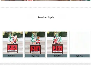 Detailed view of Christmas wooden perpetual calendars with Santa and reindeer motifs