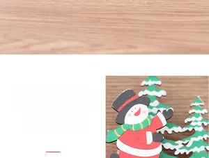 Christmas wooden snowman calendar detail with rustic trees and gift storage space