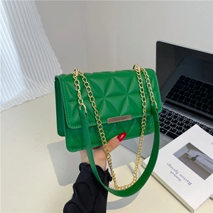 Borsa a Tracolla Piccola Quadrata Trapuntata a Rombi da Donna con Catena Dorata in Pelle PU Minimalista