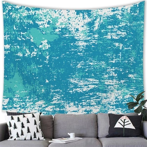 Gros plan détaillé d'une tapisserie abstraite bleue et blanche pour la décoration murale de salon