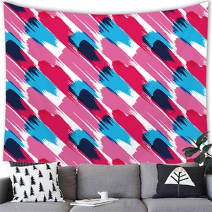 Tenture murale moderne abstraite rose et bleue avec motifs géométriques pour décor