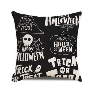 Halloween Trick or Treat throw pillow cover with skull and spider web motifs
