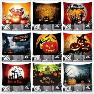 Halloween Wandteppich Wandbehang Kürbis Geist Schloss Fledermaus Druck Polyester Hintergrund Für Haus Party Festival Innen Wanddekoration