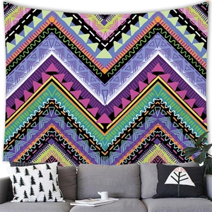 Kleurrijk azteeks wandtapijt met geometrische zigzag voor bohemien woonkamer decor