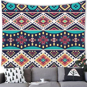 Detail van een bohemien Azteeks wandtapijt met geometrische patronen en etnische prints