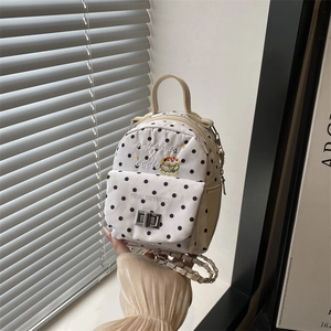 Mini Sac À Dos Sac Bandoulière Cuir Synthétique Broderie Hamburger Sangle Chaîne Serrure À Torsion Décontracté Mode