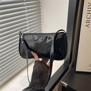 Dames Lakleer Baguette Tas Minimalistisch Glanzend PU Schoudertas Mode Okseltas Kleine Vierkante Tas Voor Dagelijks Feest