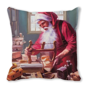 Merry Christmas Santa Claus painting pillowcase on peach skin fabric for sofa decor