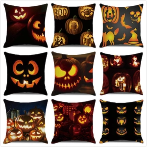 Halloween Pumpkin Cushion Cover Linen Cartoon Jack-O-Lantern Throw Pillow Case For Sofa Home Decor Party Decorative Pillowcase