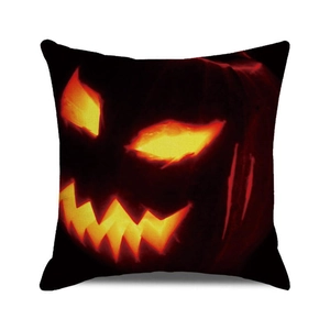 Halloween pumpkin lantern decorative throw pillow cover with a classic black and red jack-o'-lantern