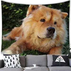 Watercolor Chow Chow dog tapestry wall hanging for modern home living room decor