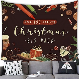 Kerst wandkleed met sneeuwman en feestelijke details boven een bank in de kamer