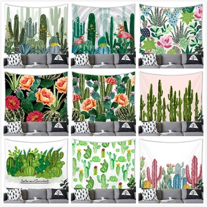Cactus Tapestry Wall Hanging Polyester Watercolor Succulent Sunset Desert Landscape Art Backdrop Bedroom Living Room Home Decor