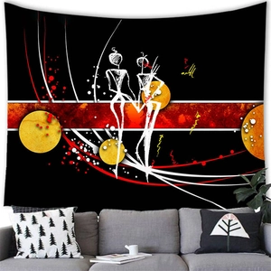 Close-up of African woman abstract wall tapestry fabric texture and modern art patterns