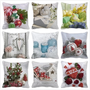 Festive Christmas Peach Skin Velvet Throw Pillowcase Decorative Holiday Cushion Cover For Sofa Living Room Home Decor