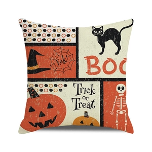Macro-opname van Halloween kussenhoes met feestelijke Trick or Treat-patronen