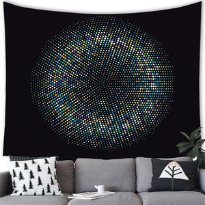 Arazzo da parete astratto cielo stellato con punti colorati sopra un divano moderno