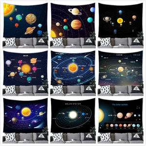 Solar System Planets Galaxy Tapestry Wall Hanging Educational Universe Astronomy Space Background For Living Room Bedroom Polyester Decor