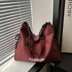Women Large Capacity Nylon Tote Bag Fashion Letter Print Shoulder Bag With Braided Rope Strap Casual Commute Travel Crossbody Bag