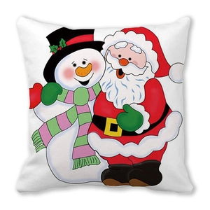 Christmas pillowcase with cartoon Santa Claus and snowman pattern for home sofa decor