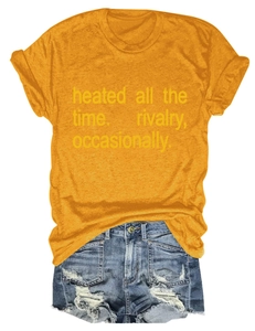 Flat lay of a yellow crew neck t-shirt and ripped denim shorts for summer casual wear