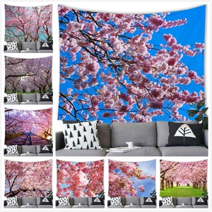 Tapisserie Japonaise Cerisier En Fleurs Mont Fuji Sakura Paysage Décoration Murale Pour Chambre Salon Décor Maison