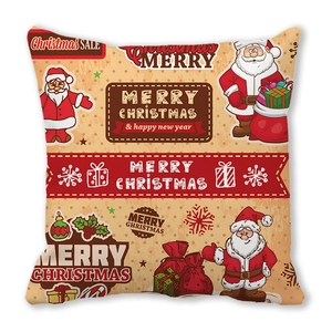 Detailed view of Merry Christmas peach skin pillowcase with Santa and snowflake patterns