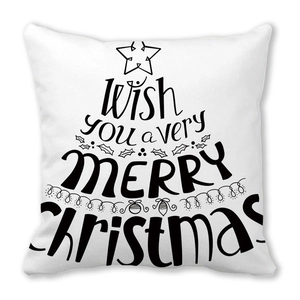 Coussin de Noël blanc en velours peau de pêche avec design de sapin festif