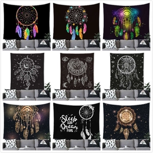 Bohemian Dreamcatcher Tapestry Wall Hanging Feather Moon Mandala Pattern Polyester Wall Decor For Living Room Bedroom Background