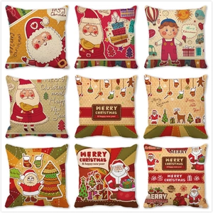 Cartoon Weihnachten Weihnachtsmann Rentier Druck Kissenbezug Polyester Pfirsichhaut Quadratischer Dekorativer Kissenbezug Für Zuhause