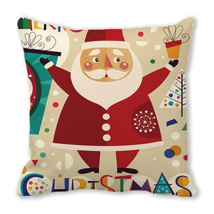 Christmas Santa Claus peach skin pillow cover with holiday illustration and festive text