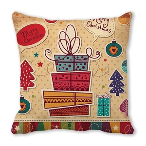 Vintage-Kissenbezug mit Weihnachtsmann und Rentier-Motiven auf weichem Pfirsichhaut-Stoff