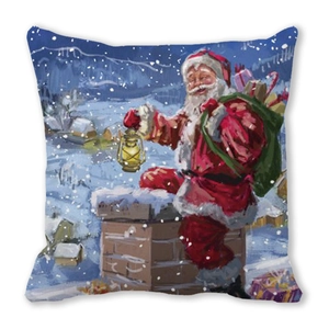 Christmas Santa Claus watercolor print cushion cover for home sofa decor