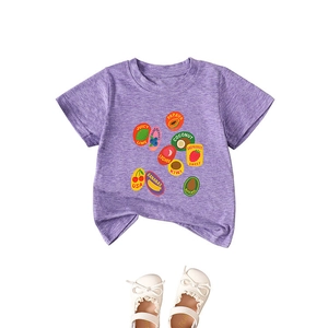 Ensemble t-shirt lilas imprimé fruits avec chaussures Mary Jane blanches filles
