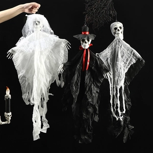 Halloween Hangende Geest Decoratie Skelet Bruid Bruidegom Spookhuis Bar KTV Horror Props Gescheurde Gaas Skelet Hangende Ornament