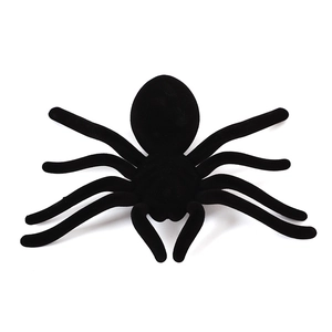 Realistic large black flocked spider prop for Halloween party and haunted house decor