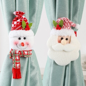 Christmas Curtain Tieback Holder Santa Claus Snowman Plush Knitted Festive Home Window Decoration Buckle Ornament
