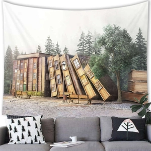 Tenture murale livre magique forêt en tissu brossé pour décoration intérieure