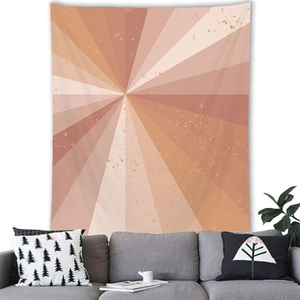 Detailed close-up of Nordic geometric wall tapestry with vintage sunburst pattern and earthy tones
