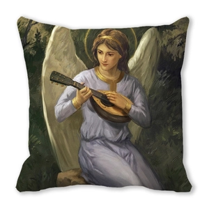 Detail of angel painting on polyester cushion cover with high definition digital print