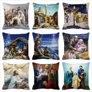 Nativity Religious Oil Painting Cushion Cover Renaissance Angel Peace Dove Classical Christian Home Decor Throw Pillow Case