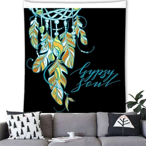 Gypsy Soul wall tapestry with dreamcatcher design and tropical vibe in a cozy living room