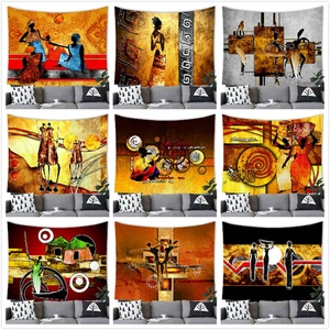 African Women Abstract Tapestry Ethnic Tribal Wall Hanging Decor Polyester Fabric Large Wall Blanket For Bedroom Living Room Home Decoration