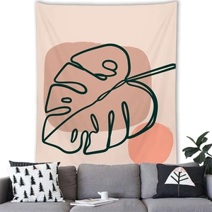Nordic Morandi abstract monstera leaf wall tapestry for living room decor