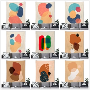 Nordic Morandi Abstract Geometric Tapestry Modern Aesthetic Polyester Wall Hanging Decor For Living Room Bedroom Office