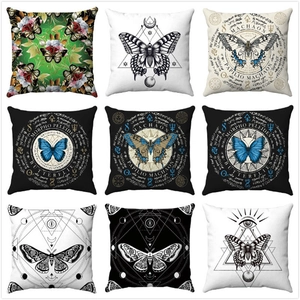 Butterfly Moth Mystical Geometric Square Cushion Cover Soft Plush Decorative Throw Pillow Case For Sofa Living Room Home Decor