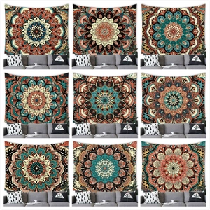 Bohemian Mandala Wall Hanging Tapestry Ethnic Geometric Floral Printed Polyester Fabric For Bedroom Living Room Wall Decor