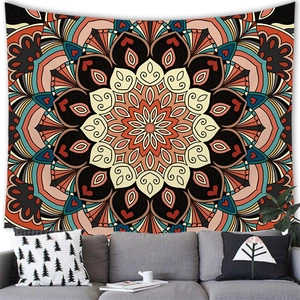 Bohemian mandala tapestry with geometric patterns for vintage living room wall decor